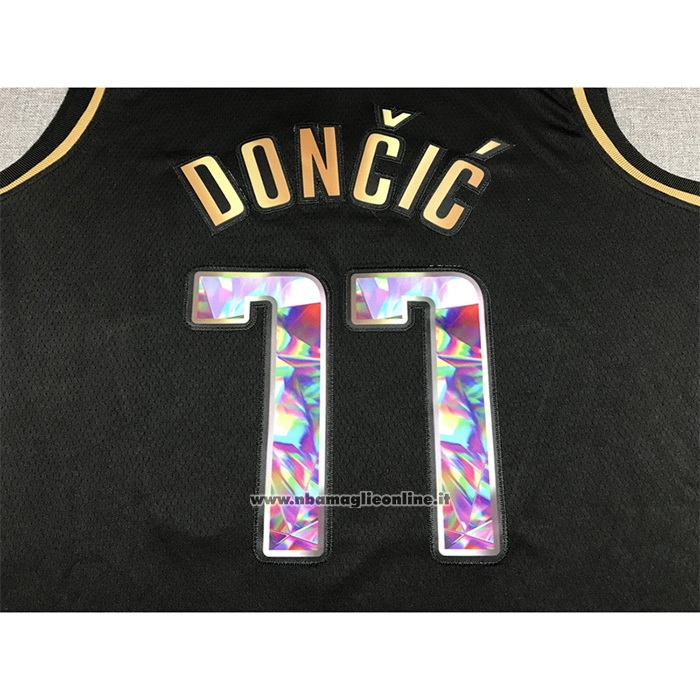 Maglia Golden Edition Dallas Mavericks Luka Doncic #77 2021-22 Nero